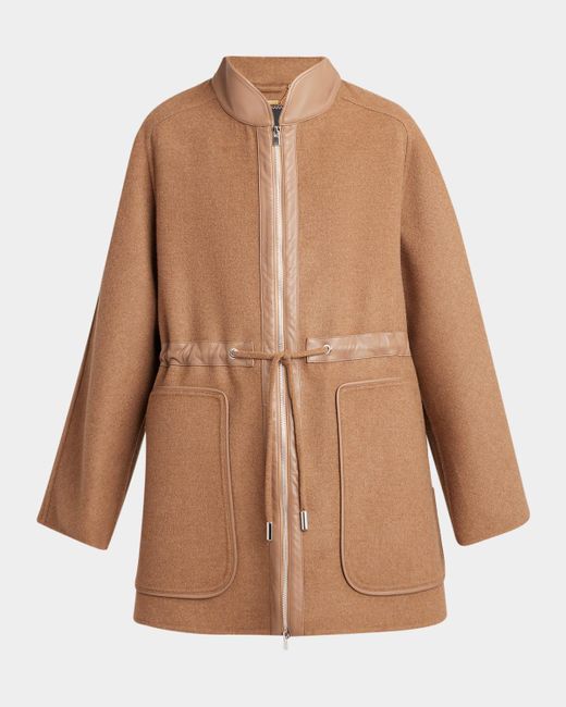 Kiton Brown Drawstring Wool Parka Jacket