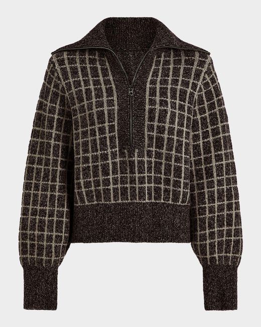 Varley Black Furley Checkered Boucle Pullover