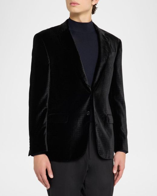 Emporio Armani Houndstooth Velvet Dinner Jacket in Black for Men 