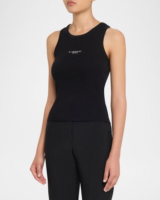 Givenchy Black Logo Ribbed Tank Top