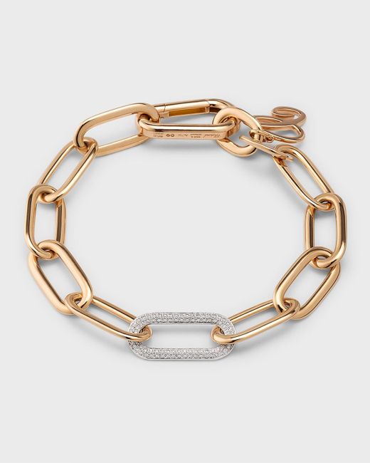 Chopard White 18k Rose Gold Oval Chain Diamond Link Bracelet