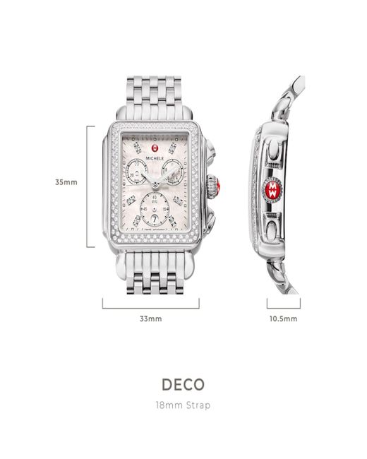 Michele Metallic Deco Gold Diamond Bracelet Watch