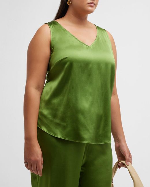 Gabriella Rossetti Green Gia V-neck Silk Shell