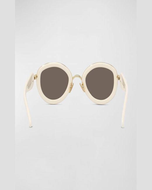 Loewe White Golden Anagram Acetate Round Sunglasses