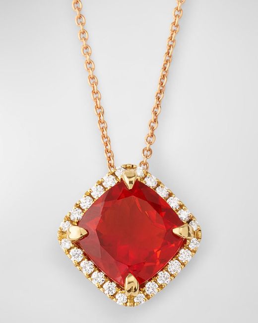 Lisa Nik White 18K Rose Fire Opal & Diamond Necklace