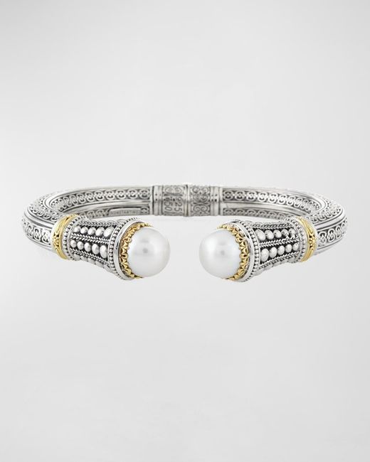 Konstantino White Silver & 18k Gold Pearl-tip Hinge Bracelet