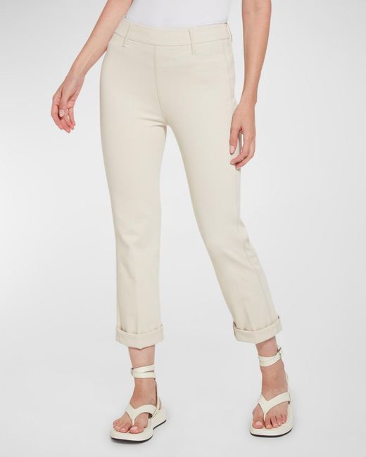 Lyssé High-rise Cropped Straight-leg Pants in Natural | Lyst