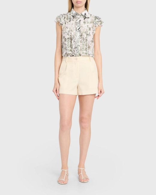 Alice + Olivia White Minda Ruffle Blouse