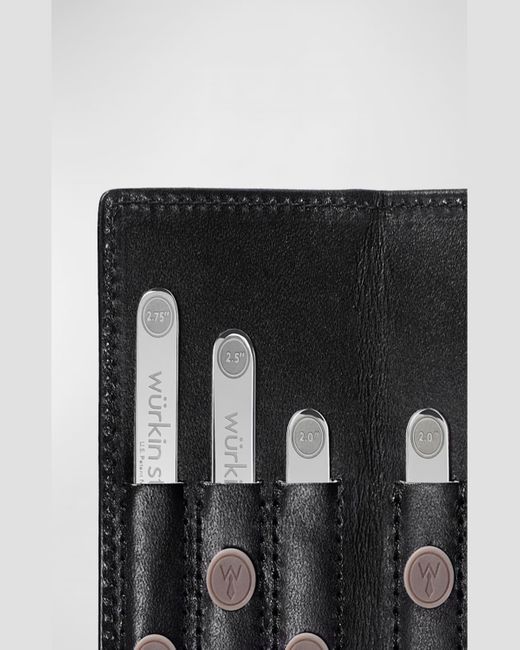 Würkin Stiffs Black Assorted Magnetic Collar Stay Leather Travel Set for men