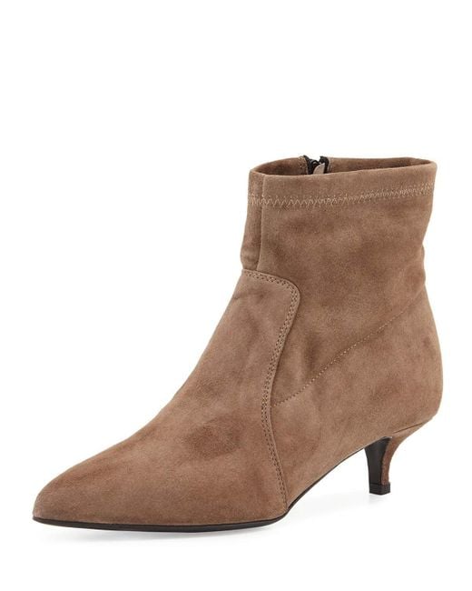 Lyst - Sesto meucci Beata Suede Kitten-heel Bootie in Brown - Save 59%