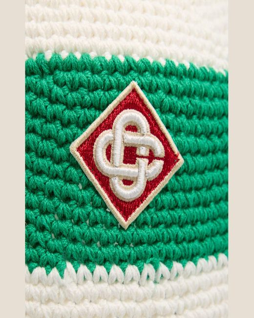 Casablancabrand Green Cotton Crochet Bucket Hat for men