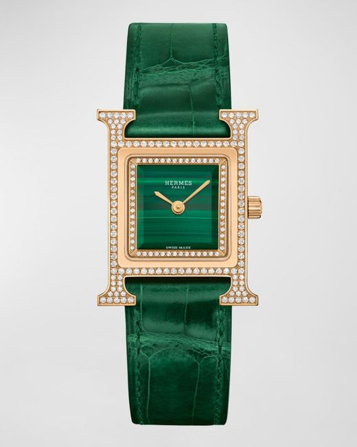 Hermès Green Heure H Watch, Small Model, 25 Mm