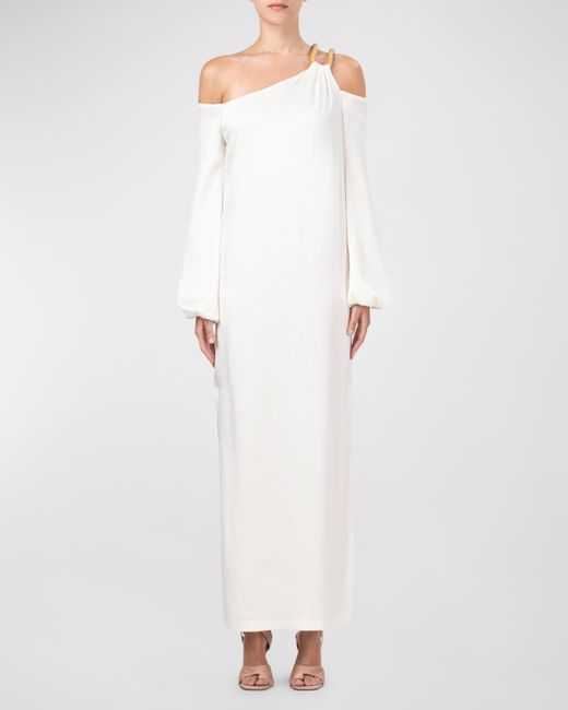 Silvia Tcherassi White Ada One-Shoulder Maxi Dress With Rope Detail