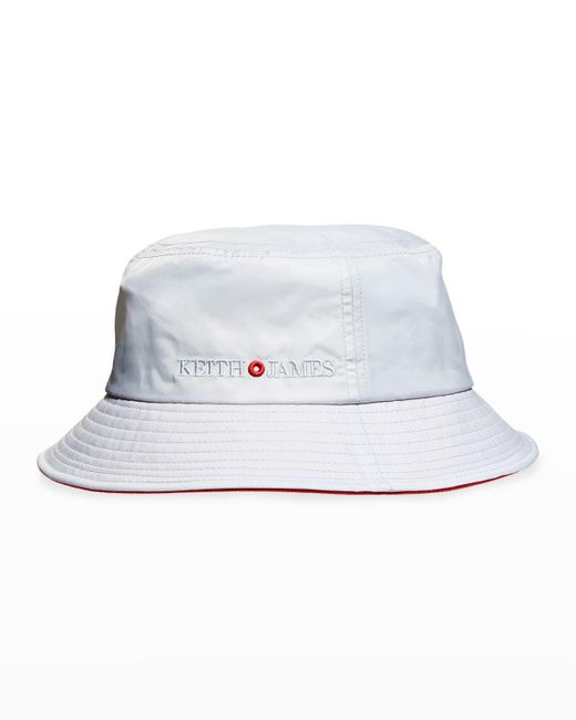 Keith James White Logo Nylon Bucket Hat for men