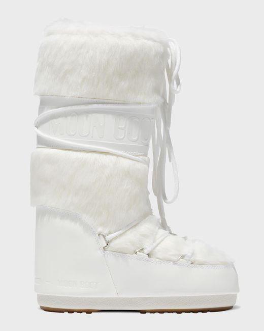 Moon Boot White Classic Faux Fur Lace-up Snow Boots