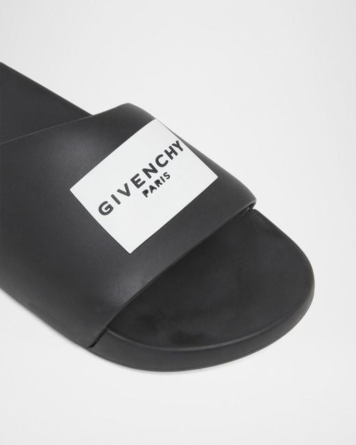 Givenchy Brown Apos;S Label Slide Flat Rubber Sandals for men