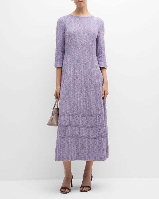 Misook Textured Striped Knit Midi Dress in Purple Lyst