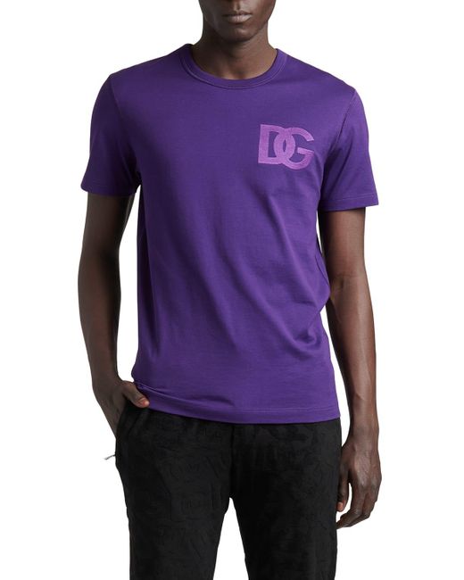 Dolce & Gabbana Purple Dg Logo T-shirt for men