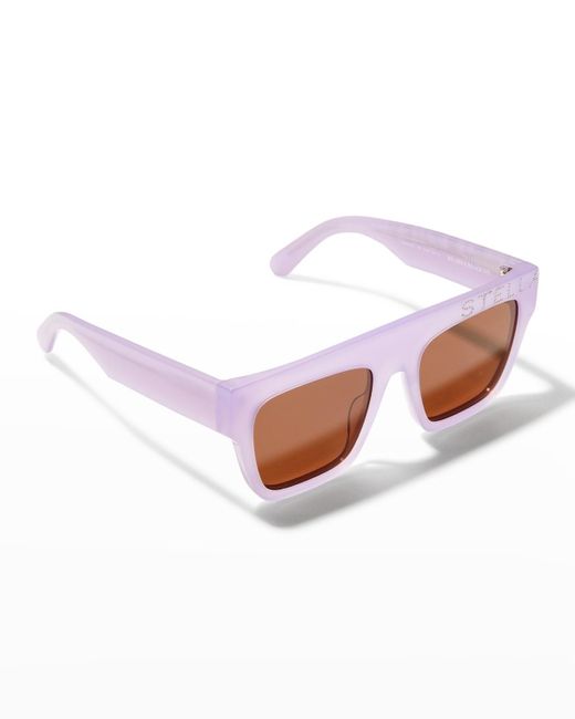Stella McCartney Pink Studded Logo Square Bio-acetate Sunglasses