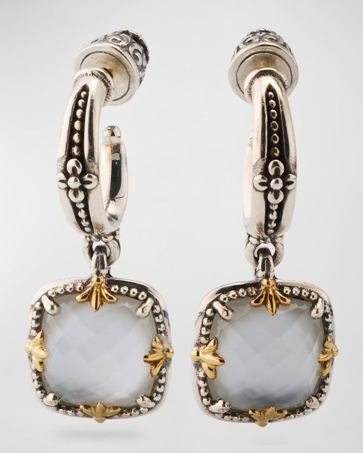 Konstantino Metallic Gen K 2 Sterling Silver And 18k Gold Mother-of-pearl/rock Crystal Earrings