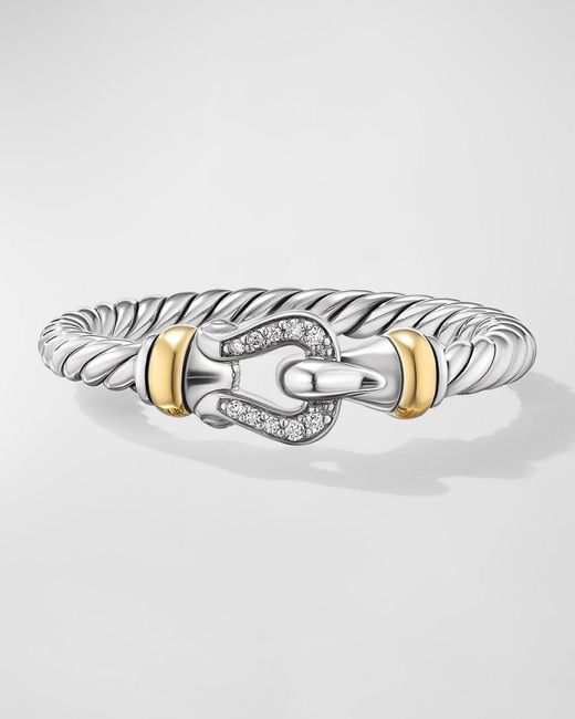 David Yurman Metallic Petite Buckle Ring With Diamonds