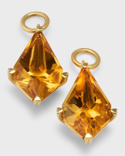 Lisa Nik Metallic 18k Yellow Gold Kite-shaped Citrine Drop Earrings