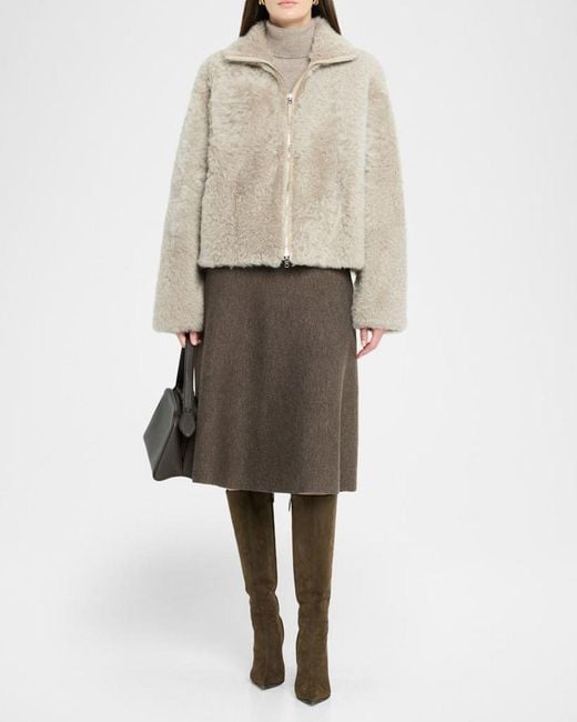 UTZON Natural Jeena Reversible Shearling Jacket