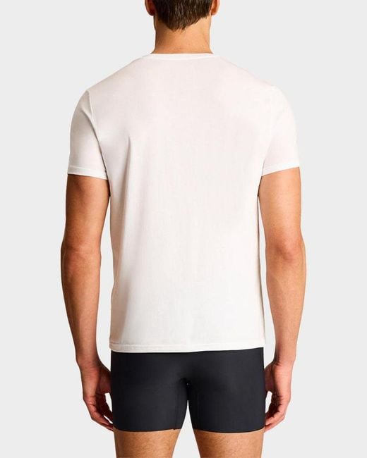 Commando White Premier Stretch-Cotton Crewneck Undershirt for men
