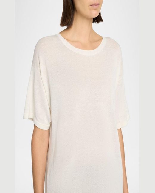 The Row White Jiselle Oversized Short-Sleeve Linen Top