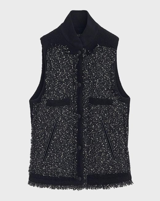 Rag & Bone Black Judith Sparkly Tweed Vest