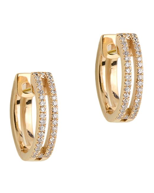 Bridget King Jewelry Metallic 14k Mini Open Bar Diamond Huggie Earrings