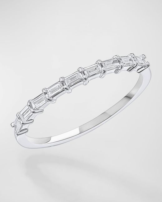Lana Jewelry White 14K Baguette Diamond Half Eternity Band Ring