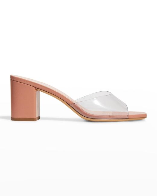 Paris Texas Anja Clear Block-heel Mule Sandals in Pink | Lyst
