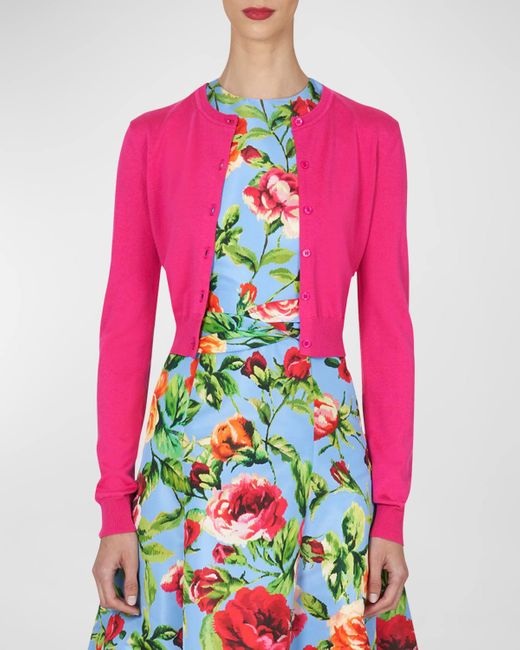 Carolina Herrera Pink Knit Button-Front Cardigan
