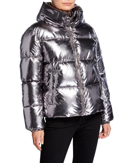 shiny cropped puffer jacket
