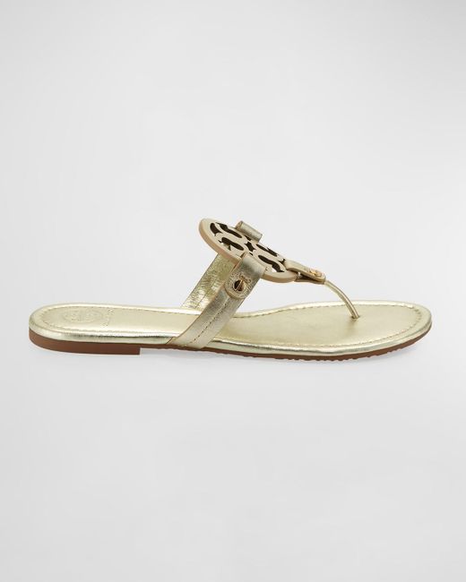 Tory Burch White Miller Leather Logo Sandals
