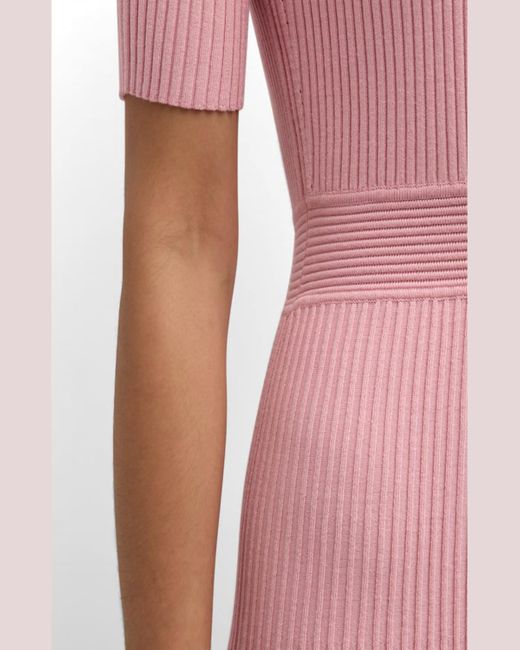 Tahari Pink The Kaya Ribbed A-Line Midi Sweater Dress