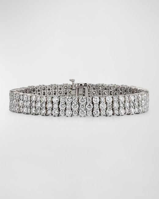 Neiman Marcus Gray 18K Diamond 3 Row Line Bracelet, 15.84Tcw
