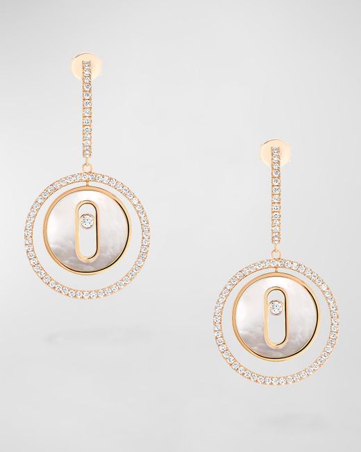 Messika Metallic Lucky Move 18k Rose Gold Mother Of Pearl & Diamond Earrings