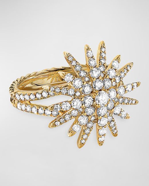 David Yurman Metallic 18k Diamond Starburst Ring, Size 8