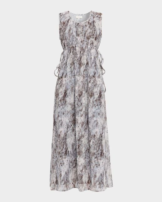 Lafayette 148 New York White Sleeveless Gathered Waist Midi Dress