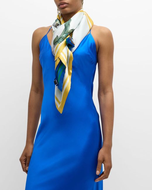 St. Piece Blue Veronica Double-sided Silk Scarf