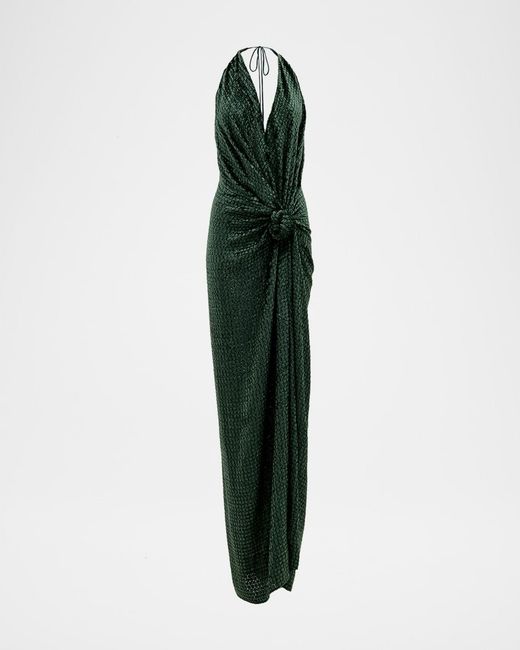 black puff sleeve formal dress Velvet Gown With Ruffled Sleeves 50216 FW24/25