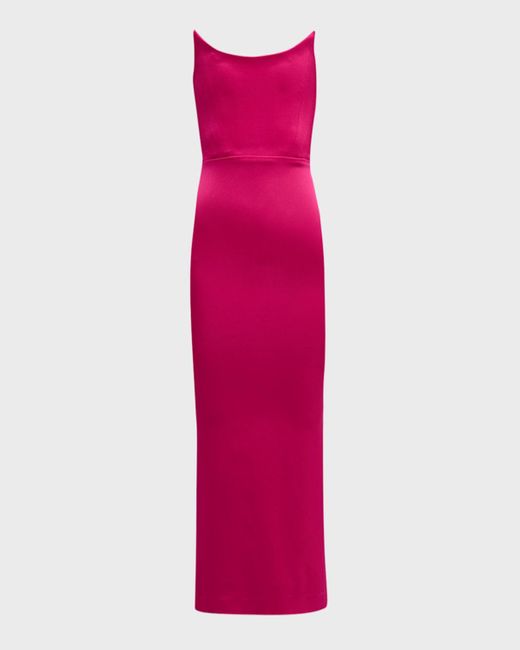 Alex Perry Pink Satin Crepe Curved Strapless Midi Dress