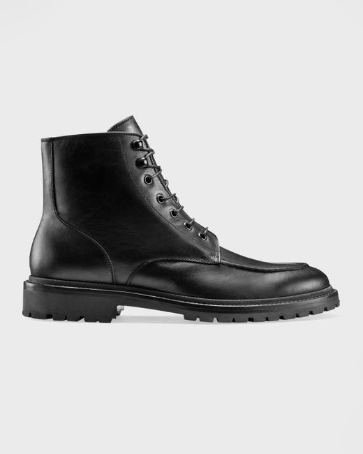 Koio Black Milo Leather Lace-up Combat Boots for men