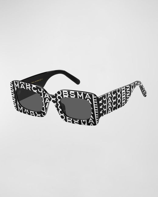 Marc Jacobs Metallic Graphic Logo Acetate Rectangle Sunglasses