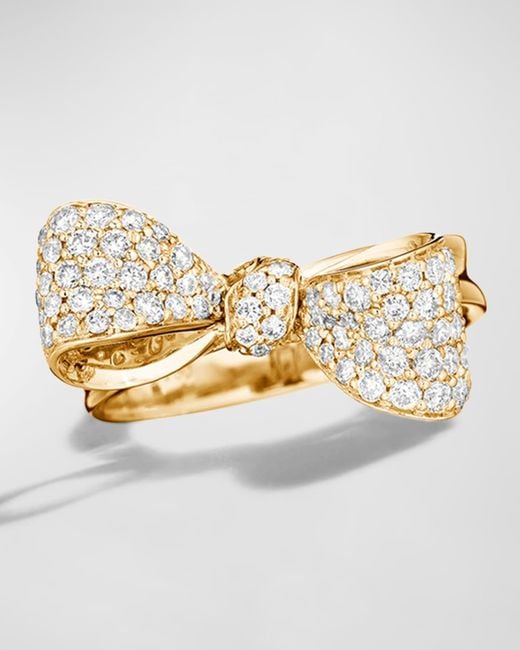 Mimi So Metallic 18K Petite Diamond Knot Top Bow Ring, Size 6