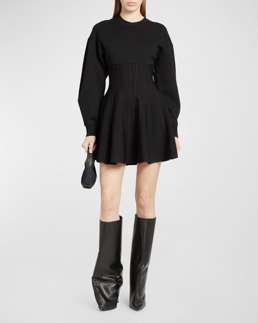 Alexander McQueen Black Corset-style Wool Mini Dress