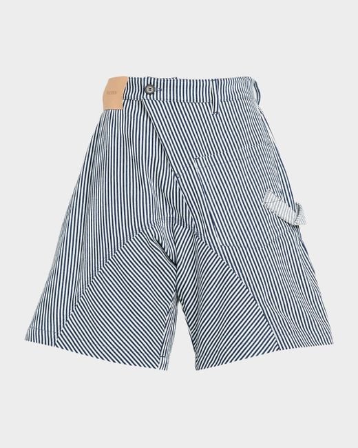 J.W. Anderson Blue Twisted Striped Workwear Shorts for men