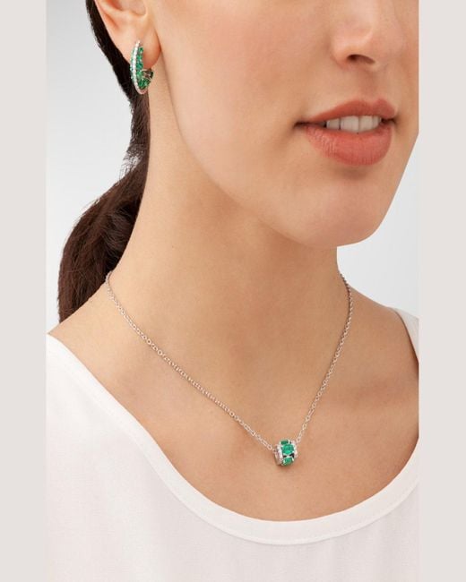 Miseno Blue Procida 18k White Gold Emerald And Diamond Pendant Necklace